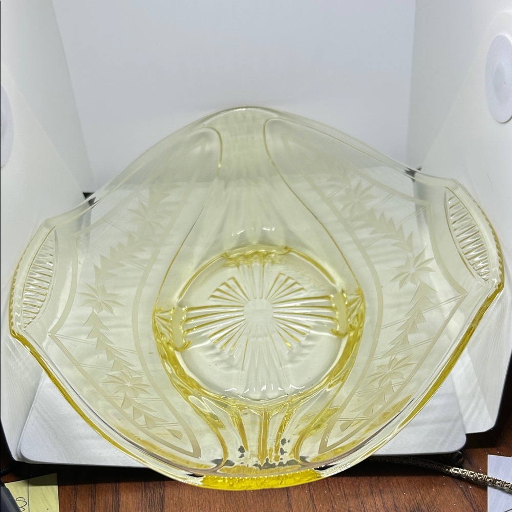 Lancaster Glass Company " Jody" Yellow Console Bowl